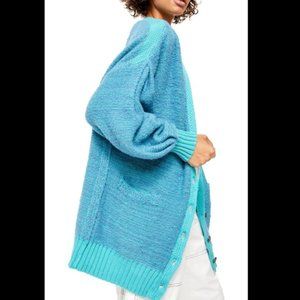 FREE PEOPLE SNOWDROP CARDIGAN IN NILE (BLUE) XS NWT